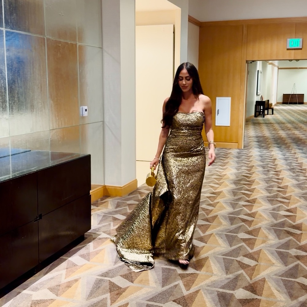 Elegant Gold Strapless Gown